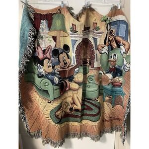Disneyland Resort 50"x60" Tapestry Throw Afghan Mickey Minnie Goofy Pluto Throw